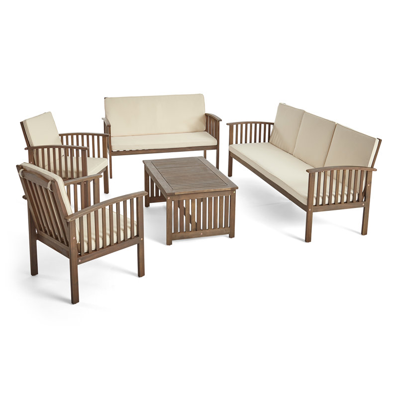 Longshore Tides Brice Outdoor 5 Piece Sofa Seating Group with Cushions